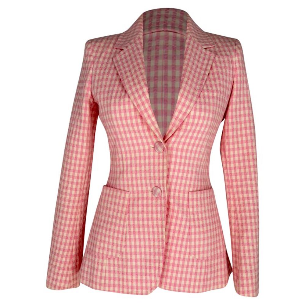 Altuzarra Gingham Blazer in Pink Cotton
